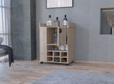 Allandale 1-Door Bar Cart with Wine Rack and Casters Light Gray B062111722
