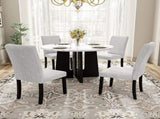 Round Dining Table for 4, 43-Inch Faux Marble Top, Mid-Century Modern Round Dining Table for Cafes, N752P245707K