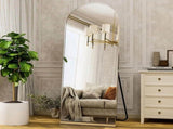 64"x21" Arched Full Length Mirror Freestading Full Body Floor Mirror, Silver 24747496