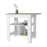 Adeline 3-Shelf Kitchen Island White and Macadamia B062103269