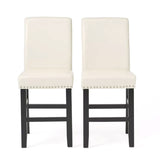 Contemporary leather counter stools,Ivory dining chairs with nail-head decoration ,25 N780P168429