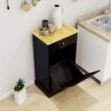 One Drawers and One-Compartment Tilt-Out Trash Cabinet Kitchen Trash Cabinet-Black W1120127325