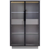60.6'' Tall Display Cabinet with Tempered Glass Door, LED Lighting, Two Drawers, Modern Style N845P261799E