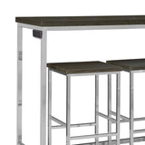 Dark Oak and Chrome 4-Piece Counter Height Table Set B062P153842
