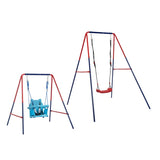 ZNTS XNS067B green and blue interesting 2 in 1 baby swing mental plastic safe swing set 110lbs for W1711P208374