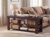 27-In Bamboo Shoe Rack & Bench, 3-Tier 280 lb Capacity Storage Organizer for Entryway, Living Room, 35252088