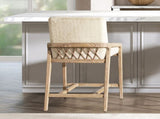 Arizona 25.5" Solid Ash Wood Upholstered Counter Stool with Rope Detail, Crme de la Crme White B2719P238401