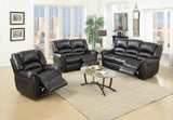 Modern 1pc Manual Motion Recliner Chair Glider Black Color Bonded Leather Armrest Cushion Seating B011P205581