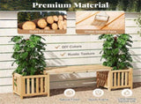 2-in-1 Wooden Garden Bench with 2 Planter Boxes, Fir Wood Outdoor Patio Seat for Yard & Lawn 76951192