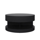 31.5'' Round Coffee Table,Modern Center Table with Storage,Vertical Stripe Design Coffee Table for W757P206007