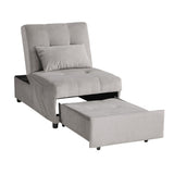 ZNTS Modern Lift Top Storage Bench with Pull-out Bed 1pc Brownish Gray Velvet Tufted Solid Wood Furniture B011P170006