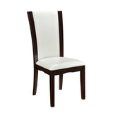 ZNTS Modern Contemporary Dining Side Chairs Set of 2 White Faux Leather Upholstered Espresso Finish B011P255723