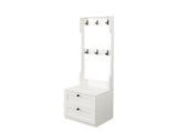2-in-1 Coat Rack and Nightstand,Wood Bedside/Entryway Storage Organizer with Drawer & Hooks, W331P280719
