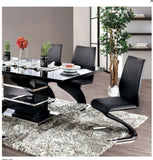 Contemporary Style Z-Shaped Chair Base 2pcs Chairs Black Leatherette Chrome Finish Side Chair B011P152661