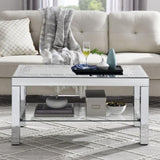 W 40 "X D 20" X H 20 "Curved border carved mirror coffee table Silver mirror glass tabletop with W1005P190425