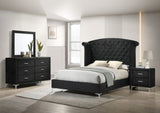1pc Glam Style Two Drawers Nightstand Upholstered Nailhead Tufted Tempered Glass Wood Metal B011P288732