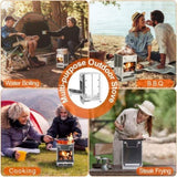 Foldable Camping Wood Burning Stove with Grill, Camp Stove Collapsible Backpacking Survival Stove 23320873