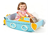 Wooden Rocking Boat Toy with Rotating Propeller, Toddler Climbing Rocker with Handrails, Indoor Play 12170886