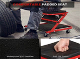 2-in-1 Folding Mechanic Creeper Stool, 6 Universal Casters Padded Seat for Garage Workshop 51609187