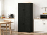 Freestanding 4-Door Kitchen Pantry Cabinet, Large Storage with Adjustable Shelves & Doors 17865506