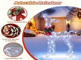 Lighted Christmas Reindeer Decorations, Cold White LED Pre-Lit Xmas Reindeer Set with Glittered 62740462