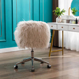 HengMing Modern Faux fur home office chair, fluffy chair for girls, makeup vanity Chair W21234444