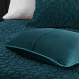 3 Piece Velvet Quilt Set Teal King/Cal King B03597495