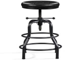 Vintage Faux Leather Counter-Height Bar Stool with Metal Legs for Kitchen Restaurant, Black 91201469