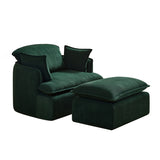Convertible Compressed Sofa Chair with Ottoman, Modern Corduroy Fabric Armchair for Small Spaces, W1036P251813
