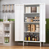 The metal food storage cabinet, 61 inches high, is equipped with adjustable shelves and is suitable T3421P312416