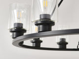 Black Wagon Wheel Chandelier 34.25Inch Modern Farmhouse Glass Pendant Light 12-Light Ceiling Hanging W5008P468521