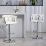 360&deg Fabric cover Swivel Bar Stools Set of 2, Adjustable Counter Height Bar Chairs with Woven Back & W2215P184992