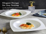 9.25 Inch Square Pasta Bowls Set of 6, 17oz White Porcelain Soup Plates, Microwave & Dishwasher Safe 15883057