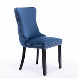 Furniture,Upholstered Wing-Back Dining Chair with Backstitching Nailhead Trim and Solid Wood 12279323