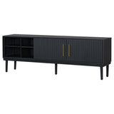 Mirod Stylish TV Stand with Vertical Striped Doors, Space-Saving Sliding Door Design, Sturdy Solid N760P251947B