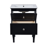24'' Bathroom Vanity with Ceramic Sink Combo Set, Solid Wood Frame Modern Bathroom Storage N710P195621B