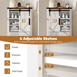 White Farmhouse Accent Cabinet - Barn Door 2 Drawers Adjustable Shelves 21927553