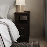 End Table Narrow Nightstand With Two Drawers And Open Shelf-Brown 37806637