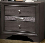 Contemporary 1pc Nightstand Gray Finish Silver Accents Hidden Jewelry Drawer Nickel Round Knob B011P145827