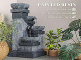 Outsunny 33.5" Outdoor Water, 4-Tier Floor Standing Resin Cascading Bowls Waterfall W2225P485602