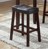 3-Piece Counter Height Glossy Print Marble Breakfast Table with Stools, Espresso T2574P164801