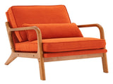 Oak Armrest Oak Upholstered Single Lounge Chair Indoor Lounge Chair Burnt Orange 03093913