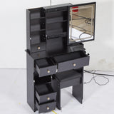 Small Size Left Drawer Desktop Vanity Table Cushioned Stool, 2 AC2 USB Power Station, Hair dryer W936P226037