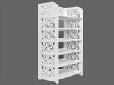 Wood-plastic Board Six Tiers Carved Shoe Rack White A 50577660