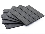 12" x 12" Interlocking Deck Tiles, Pack of 11 Outdoor Flooring Patio Tiles-Grey-AS 90447417