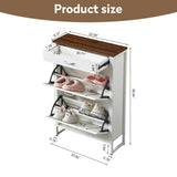 Slim Shoe Cabinet with 2 Flip Drawers &1 Drawer, Narrow Wall Hidden Shoe Cabinet, Freestanding Shoe W2948P245235