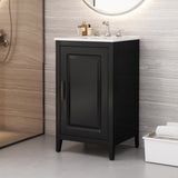 20.3" Bathroom Vanity with Sink, Functional Drawer, Door Shelf, Soft-closing Door, Black N759P218643B