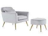 Half Disassembled Single Chair With Gold Feet And Pedals Flannelette Indoor Leisure Chair Light Gray 57652895