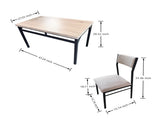 5-Piece Dining Table Set for 4, 47.24" Dining Table with 4 Upholstered Linen-Look Chairs, Black W3895P551450