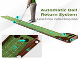 10ft Golf Putting Mat - Automatic Ball Return, 3 Hole Sizes , BrownGreen 52404563